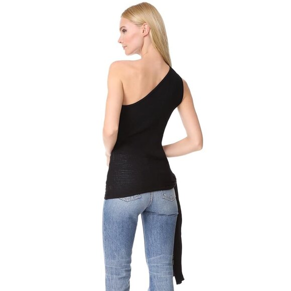 Ramy Brook Liana One Shoulder Top Black Size Medium NEW NWT - Picture 2 of 10